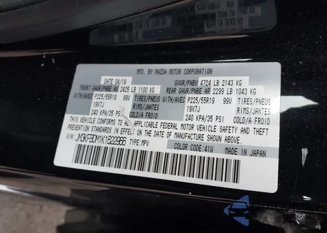 2019 Mazda Cx-5 Grand Touring z USA, uszkodzony, nr VIN JM3KFBDM1K1622966